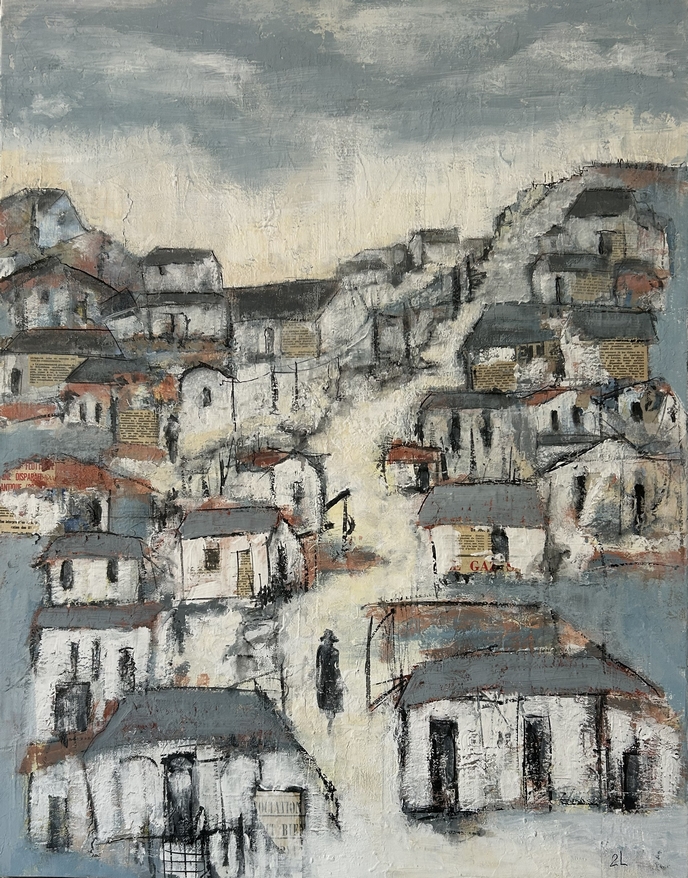 "La passante"
Peinture de Patrick de Zell basé aux Sables d'Olonne - Vendée
Figuratif contemporain
technique mixte - enduits - collages - acrylique
Personnage féminin - femme- village